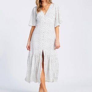 White with Small Black Polka Dots Billabong Midi Dress